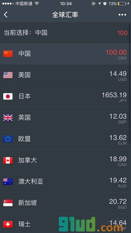 全球汇率小程序截图