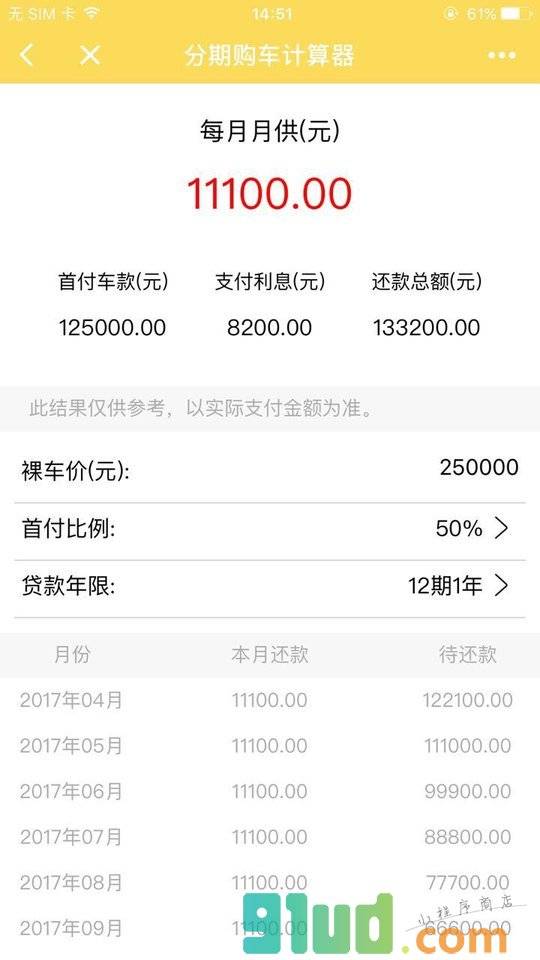 汽车分期助手小程序截图