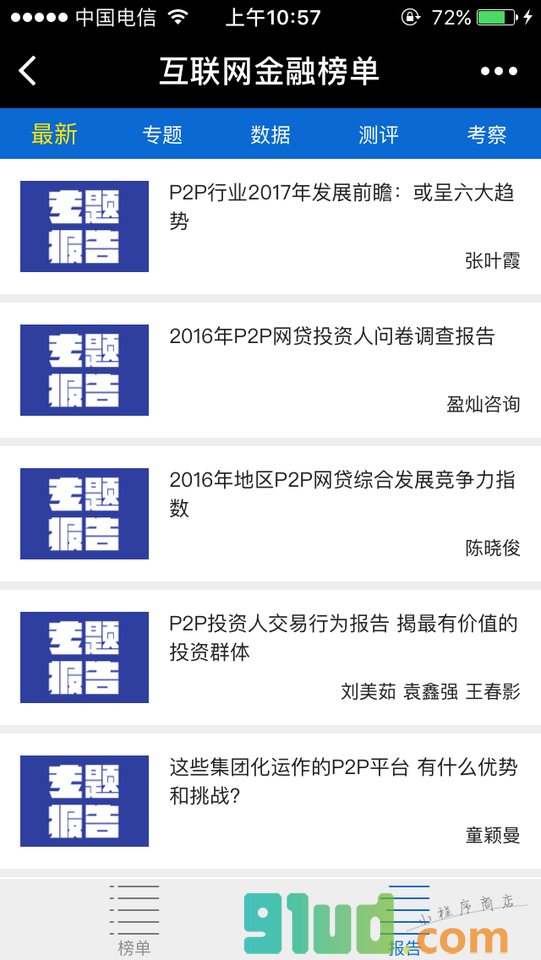联网金融榜单小程序截图