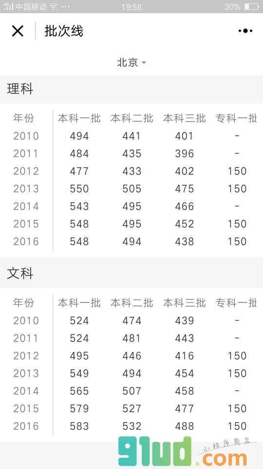 微高考志愿小程序截图