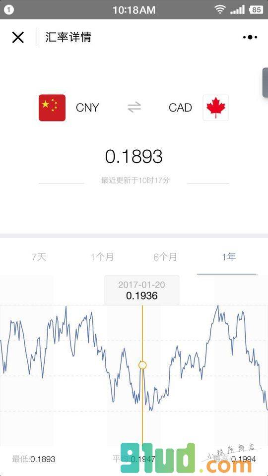 汇率即时查小程序截图