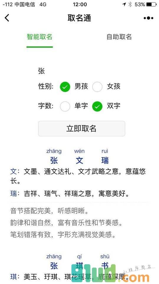 取名通小程序截图