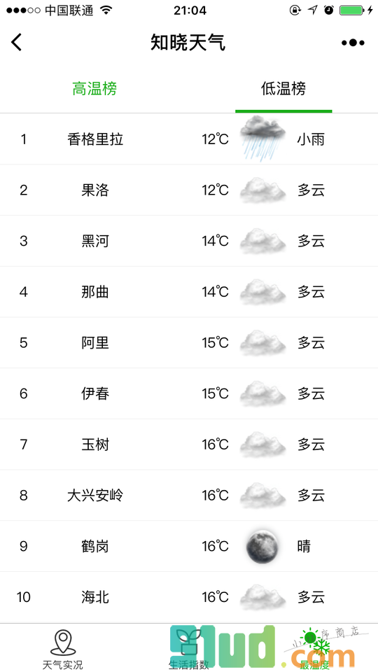 知晓天气小程序截图