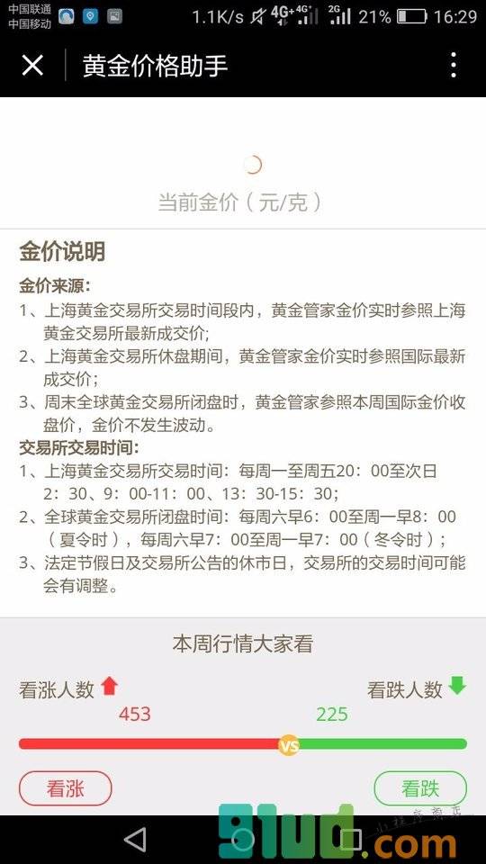 黄金价格助手小程序截图