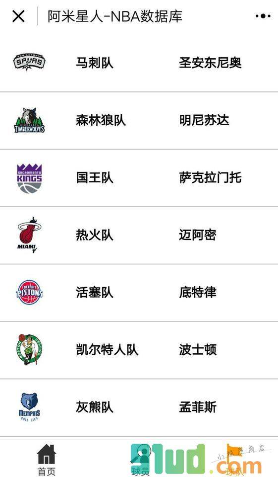 阿米星人NBA数据库小程序截图