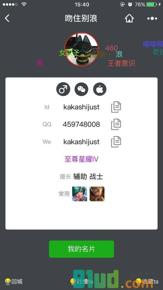 我的王者名片小程序截图