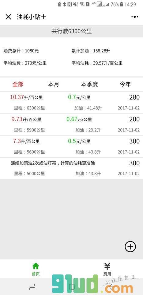 油耗小贴士小程序截图
