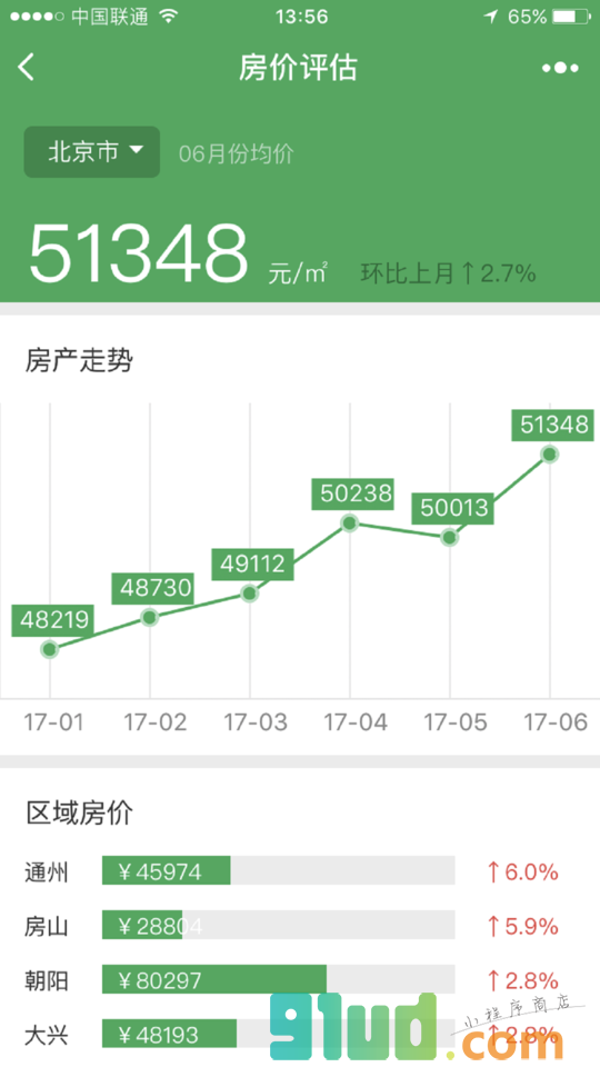 房价评估小程序截图