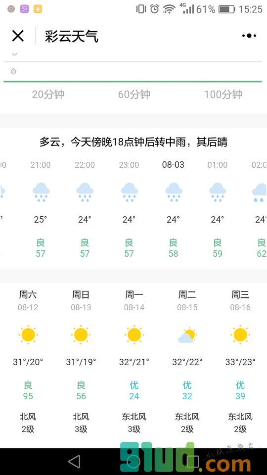 彩云天气小程序截图