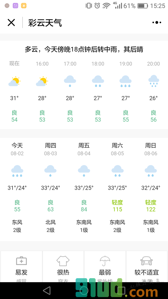 彩云天气小程序截图