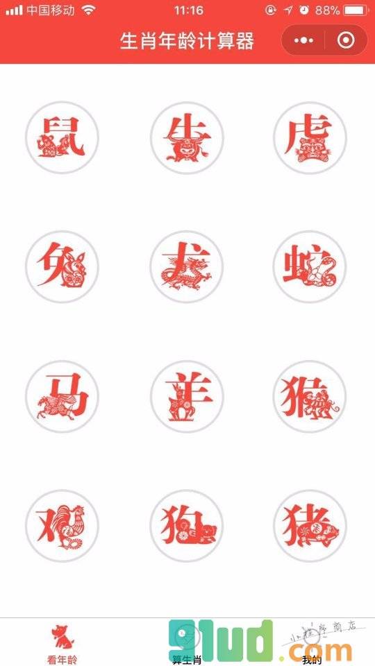 生肖年龄计算器小程序截图
