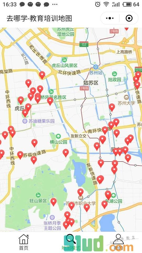 去哪学教育培训地图小程序截图