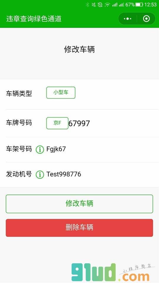 违章查询绿色通道小程序截图
