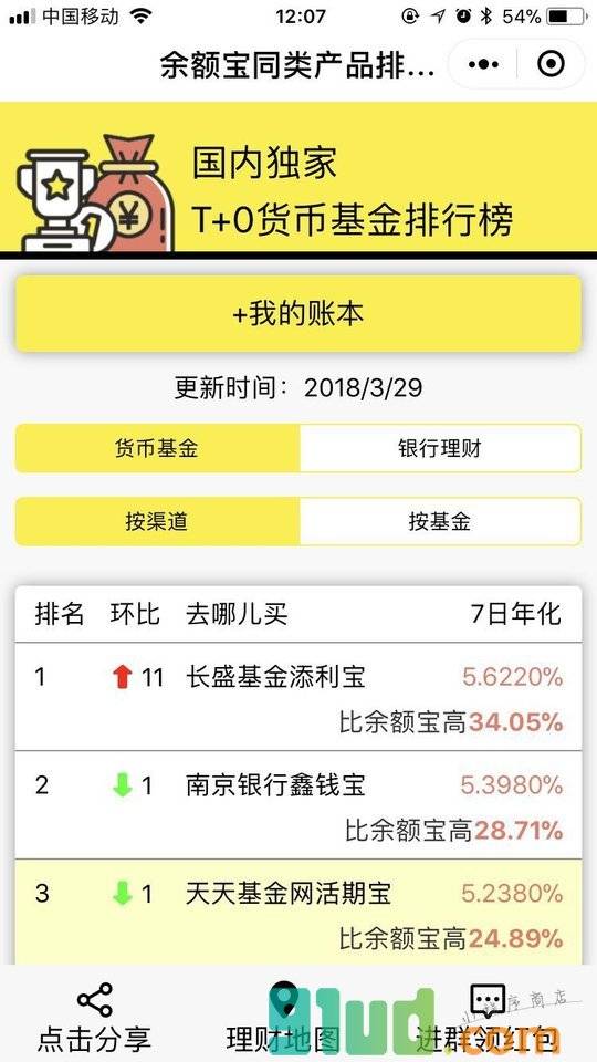余额宝同款小程序截图