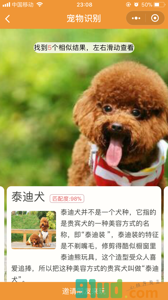 品种识别小程序截图