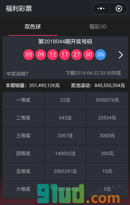 双色球彩票小程序截图