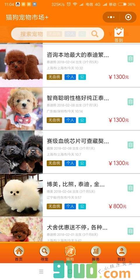 猫狗宠物市场+小程序截图