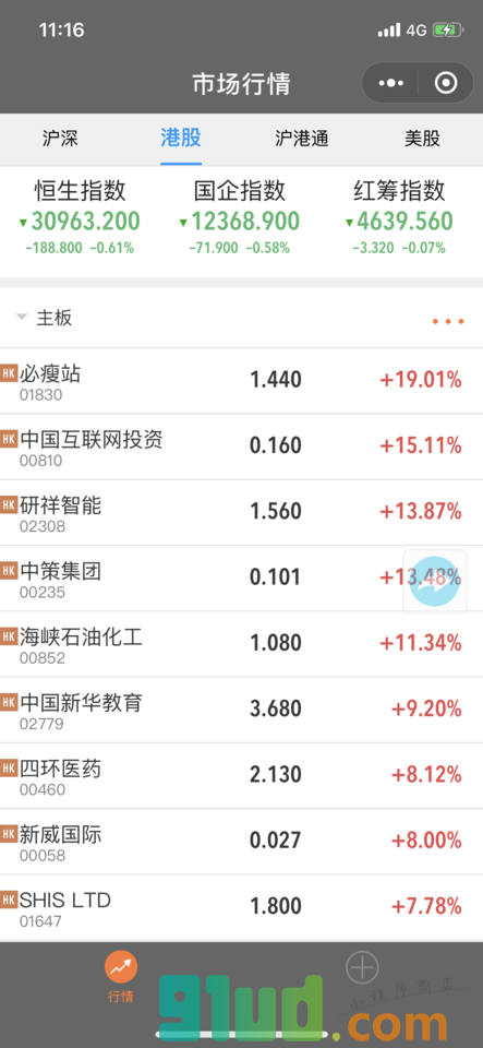 大智慧实时行情小程序截图