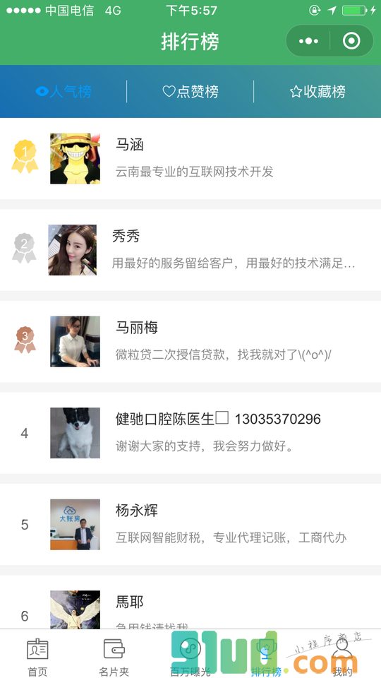 炫酷名片小程序截图