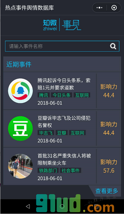 热点事件舆情数据库小程序截图