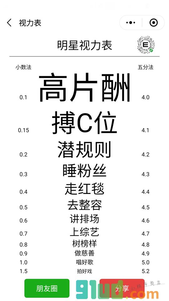 趣味视力表小程序截图